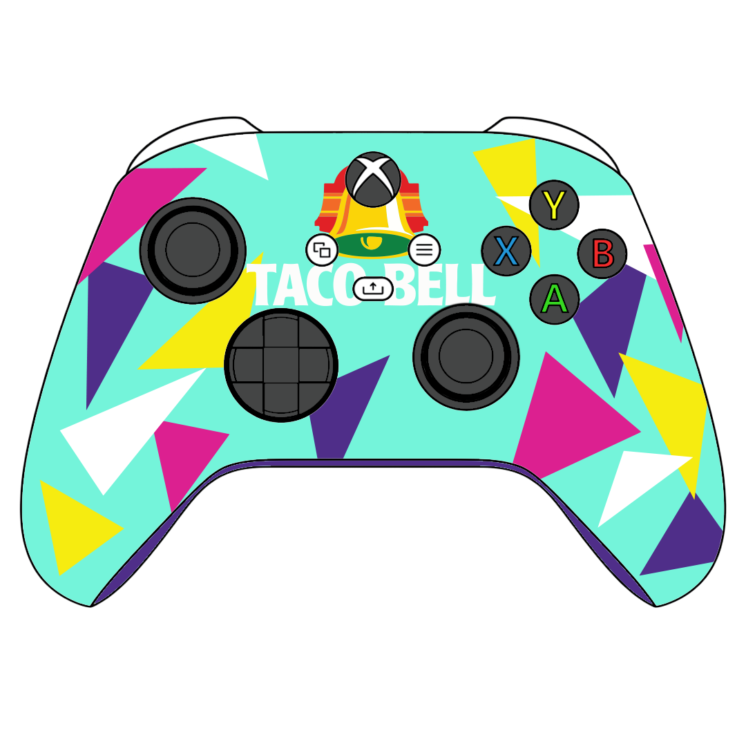 Custom Airbrushed Controller Microsoft Xbox Series X - Xbox One S - Taco Bell Live Mas Food