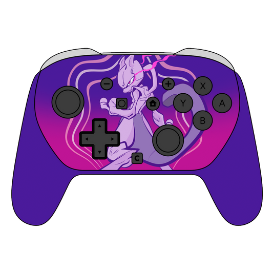 Custom Airbrush Painted Controller Nintendo Switch 2 Two - SSBU Smash Bros anime Pocket Monsters Pokemon Psychic RPG Mewtwo