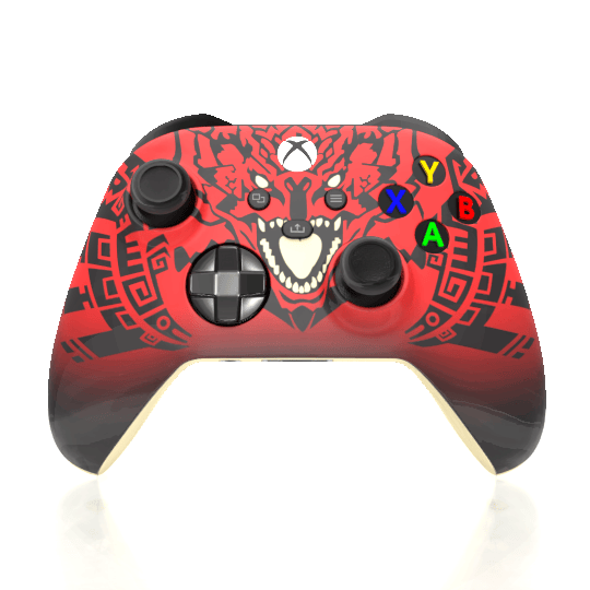 Custom Airbrush Controller Microsoft Xbox Series X - Xbox One S - Monster Hunter Red Black Rathalos 