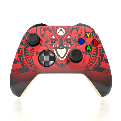 Custom Airbrush Controller Microsoft Xbox Series X - Xbox One S - Monster Hunter Red Black Rathalos 