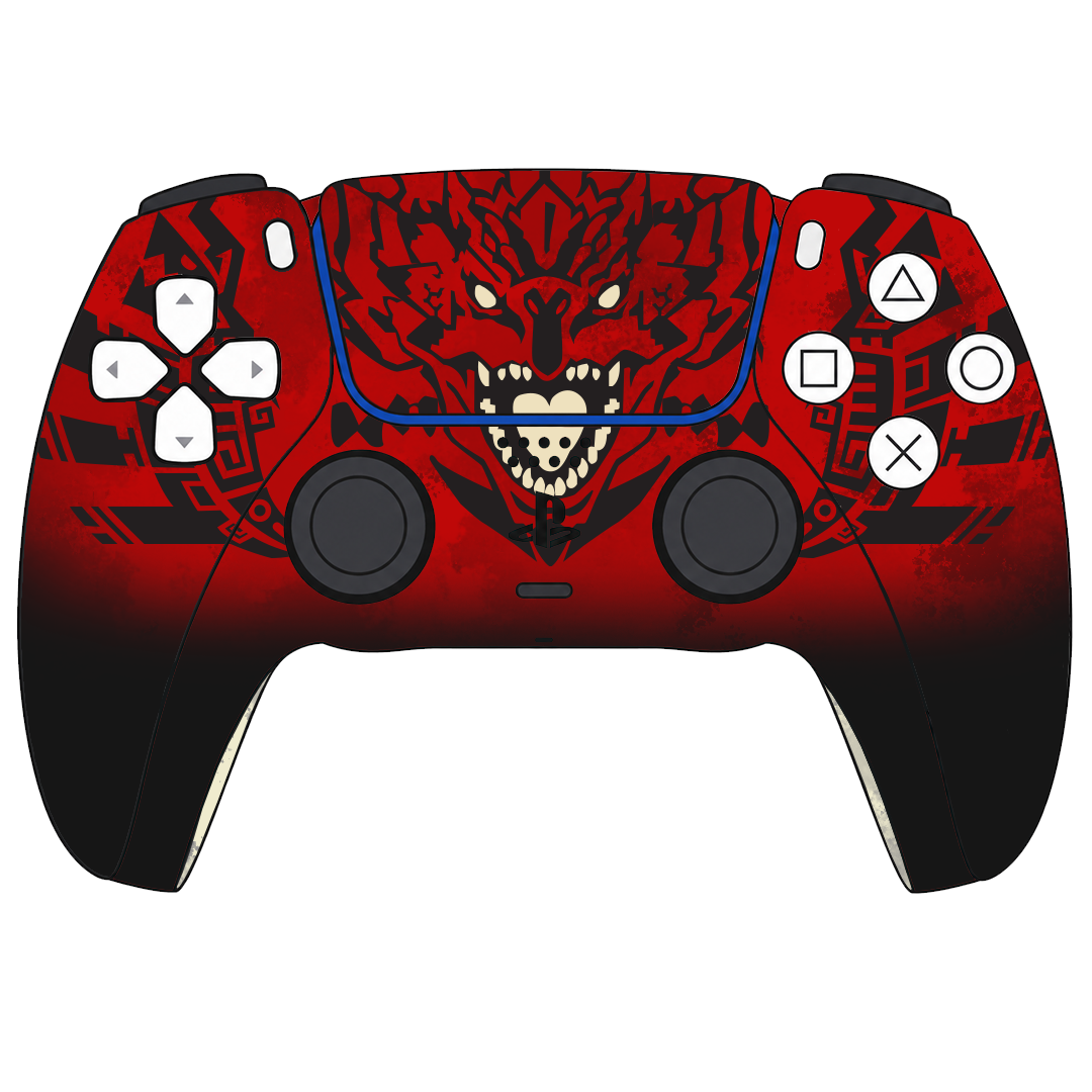 Custom Airbrush Painted Sony PlayStation 5 PS5 - Monster Hunter Rathalos Dragon Red Black Worlds 