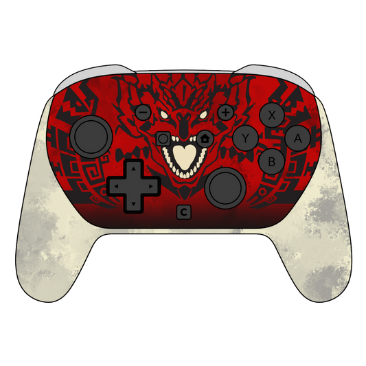 Custom Airbrush Painted Controller Nintendo Switch 2 Two - Monster Hunter Rathalos Fighting Slaying Dragon Swords Bow Dual Blade Long Sword Crossbow Palico
