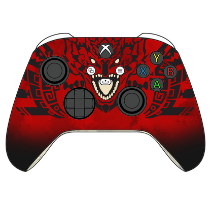 Custom Airbrush Controller Microsoft Xbox Series X - Xbox One S - Monster Hunter Red Black Rathalos 
