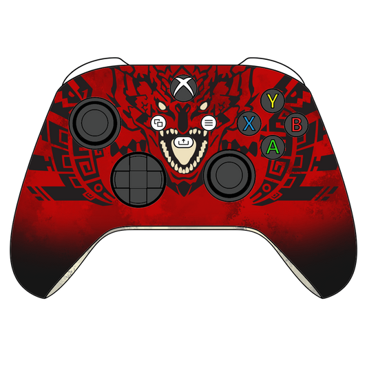 Custom Airbrush Controller Microsoft Xbox Series X - Xbox One S - Monster Hunter Red Black Rathalos 