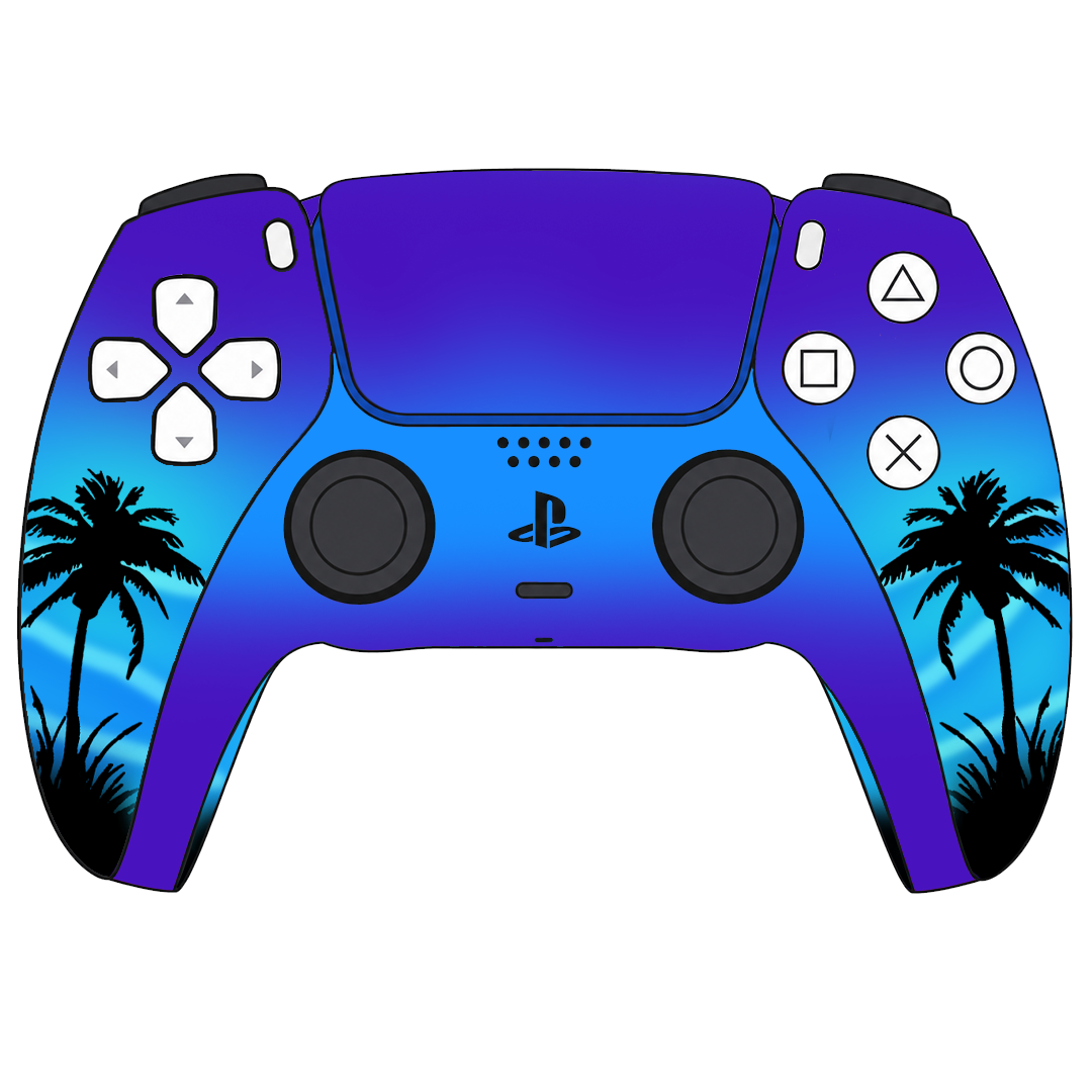 Custom Airbrush Painted Sony PlayStation 5 PS5 - Moonlight Oasis Tropical Beach Ocean