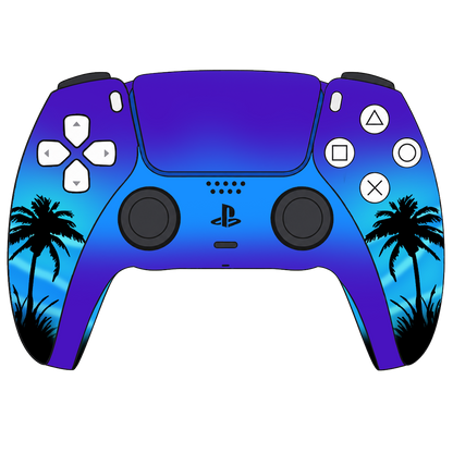 Custom Airbrush Painted Sony PlayStation 5 PS5 - Moonlight Oasis Tropical Beach Ocean