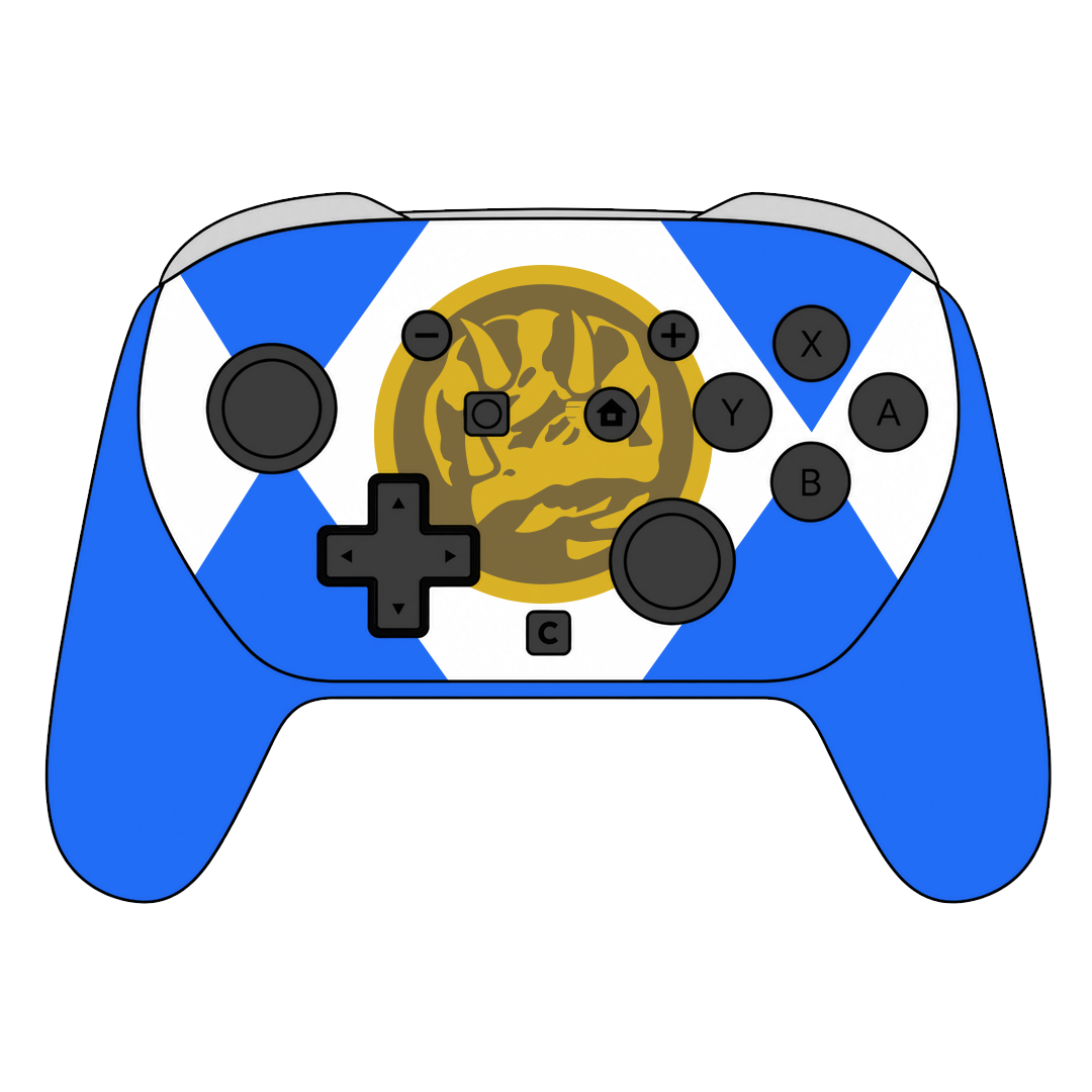 Custom Airbrush Painted Controller Nintendo Switch 2 Two - Power Rangers Morphin Time Blue