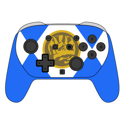 Custom Airbrush Painted Controller Nintendo Switch 2 Two - Power Rangers Morphin Time Blue
