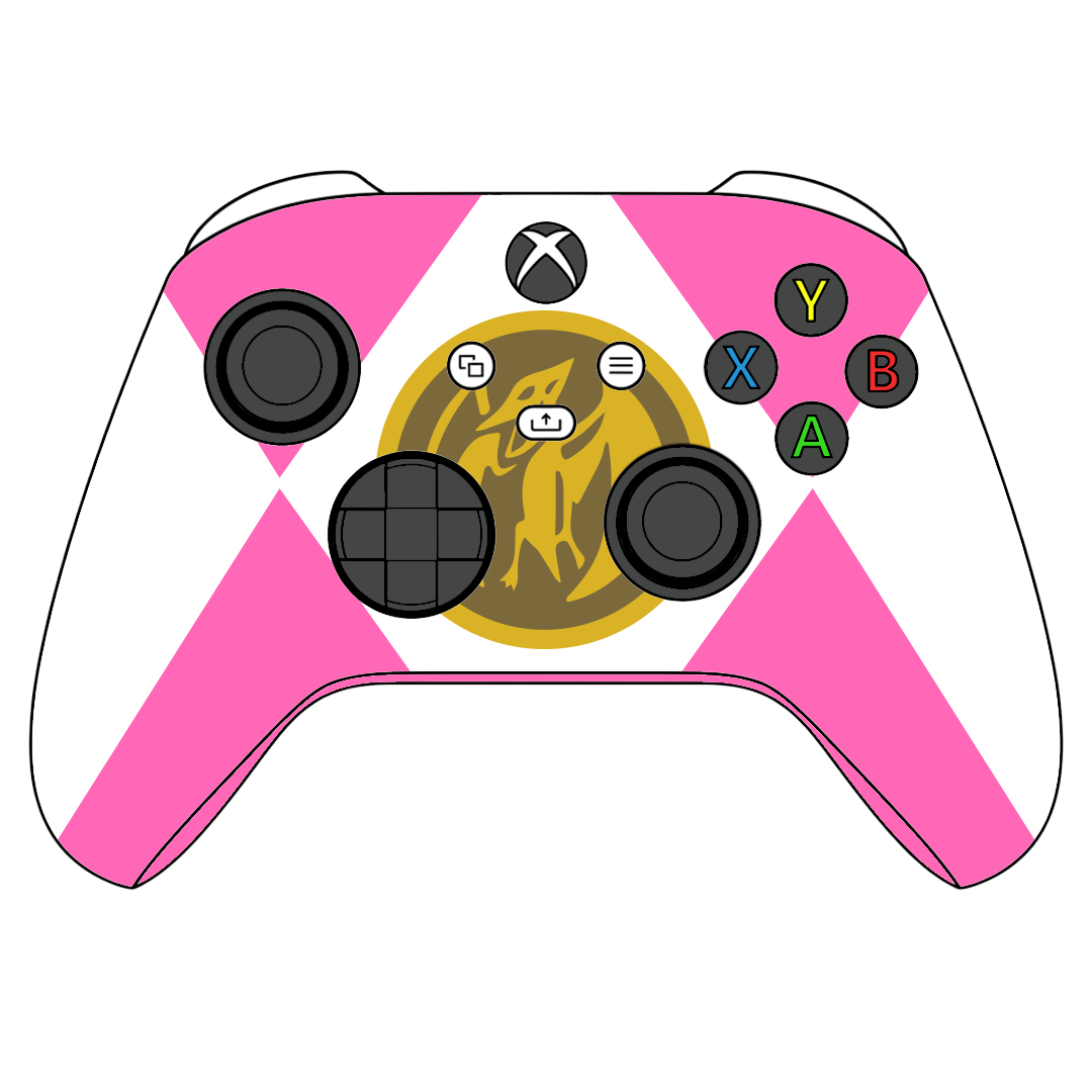 Custom Airbrushed Controller Microsoft Xbox Series X - Xbox One S - Power Rangers Morphin Time Pink