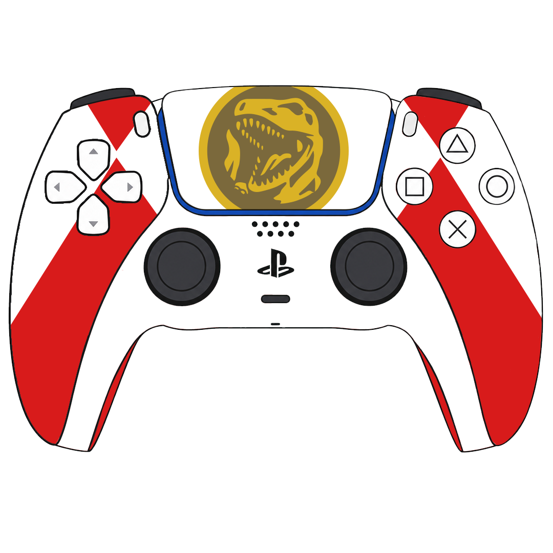 Custom Airbrushed Controller Sony Playstation 5 PS5 - Power Ranger Morphin Time Red