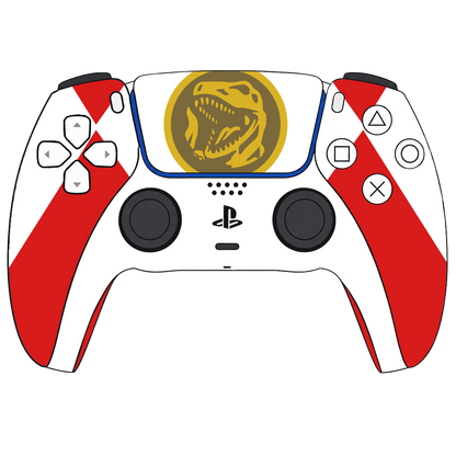 Custom Airbrushed Controller Sony Playstation 5 PS5 - Power Ranger Morphin Time Red
