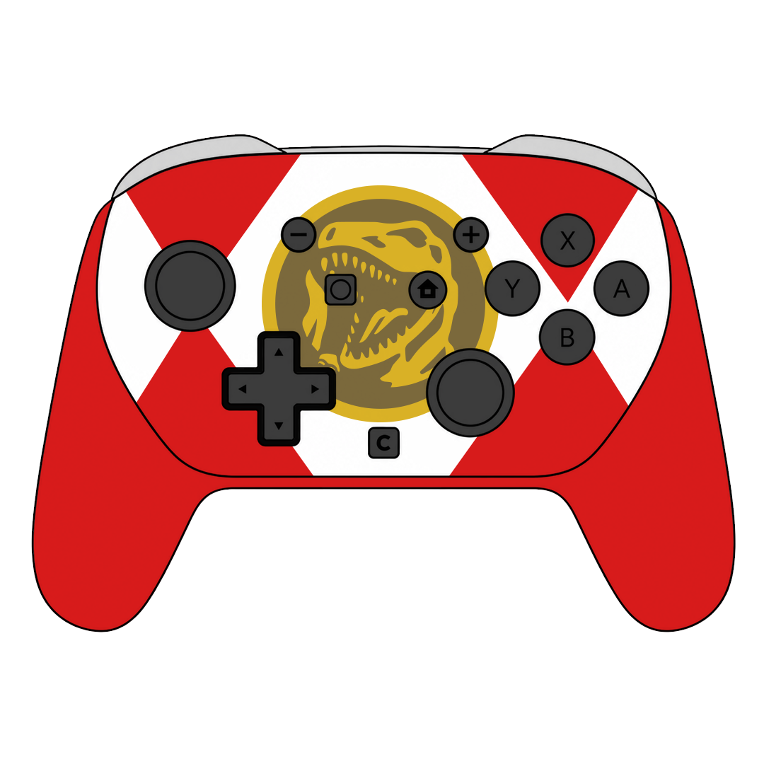 Custom Airbrush Painted Controller Nintendo Switch 2 Two - Power Rangers Morphin Time Red