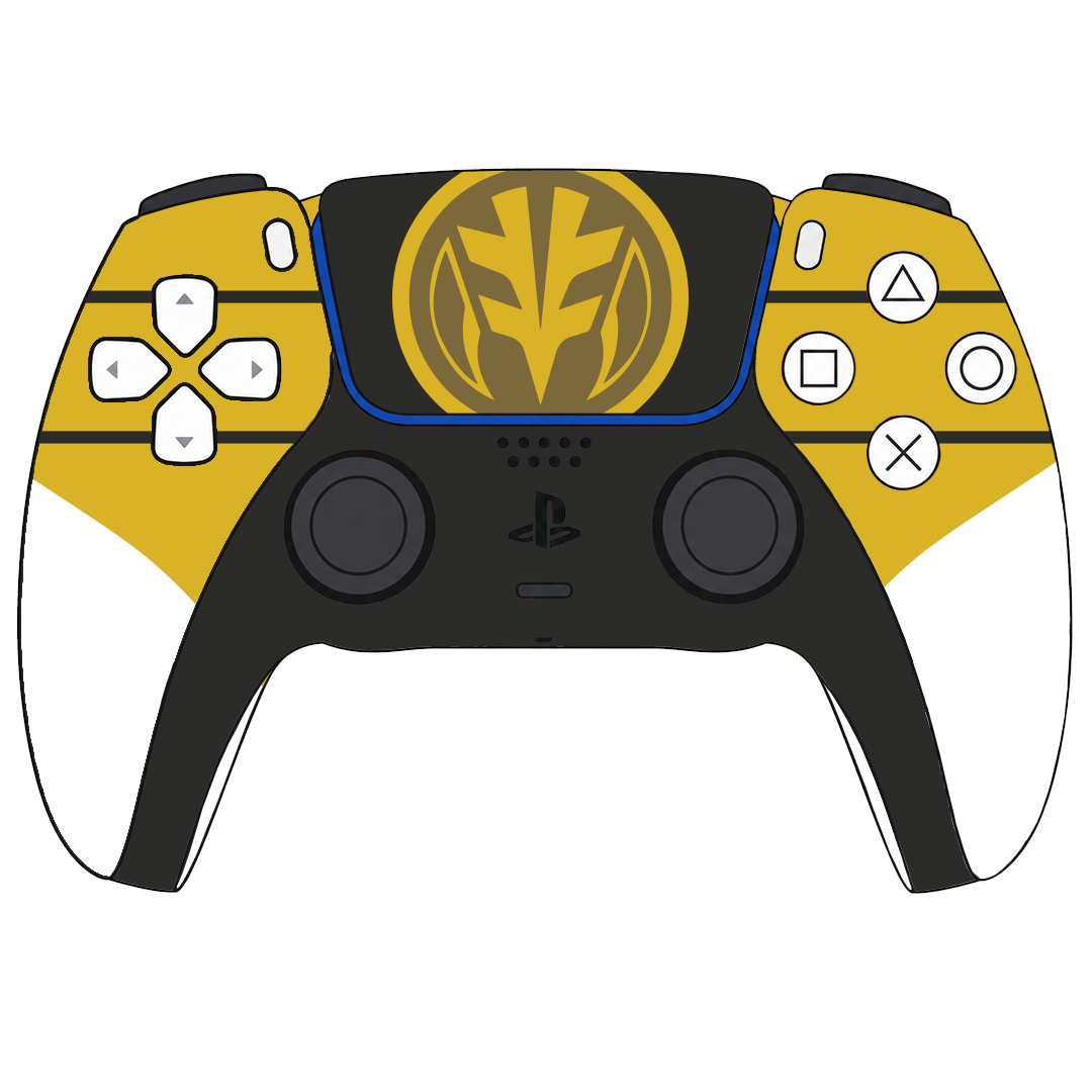 Custom Airbrushed Controller Sony Playstation 5 PS5 - Power Rangers Morphin Time White