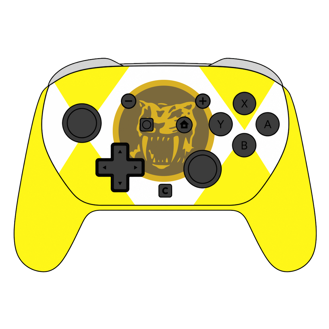 Custom Airbrush Painted Controller Nintendo Switch 2 Two - Power Rangers Morphin Time Yellow