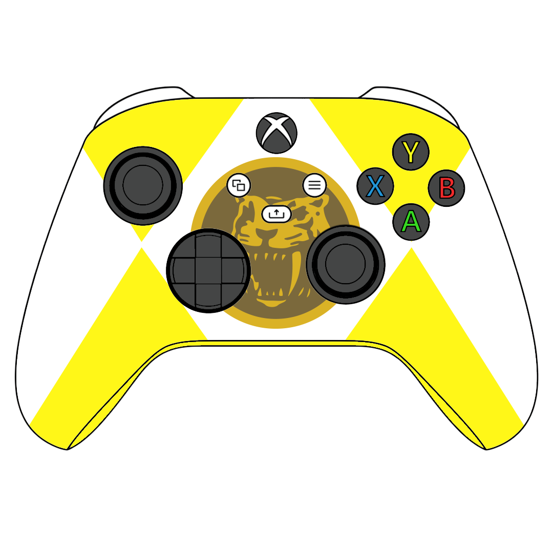 Custom Airbrushed Controller Microsoft Xbox Series X - Xbox One S - Power Rangers Morphin Time Yellow