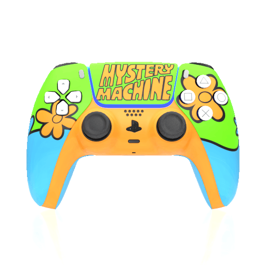 Custom Airbrush Painted Controller Sony PlayStation 5 PS5 - Scooby Snack The Gang Mystery Machine Van