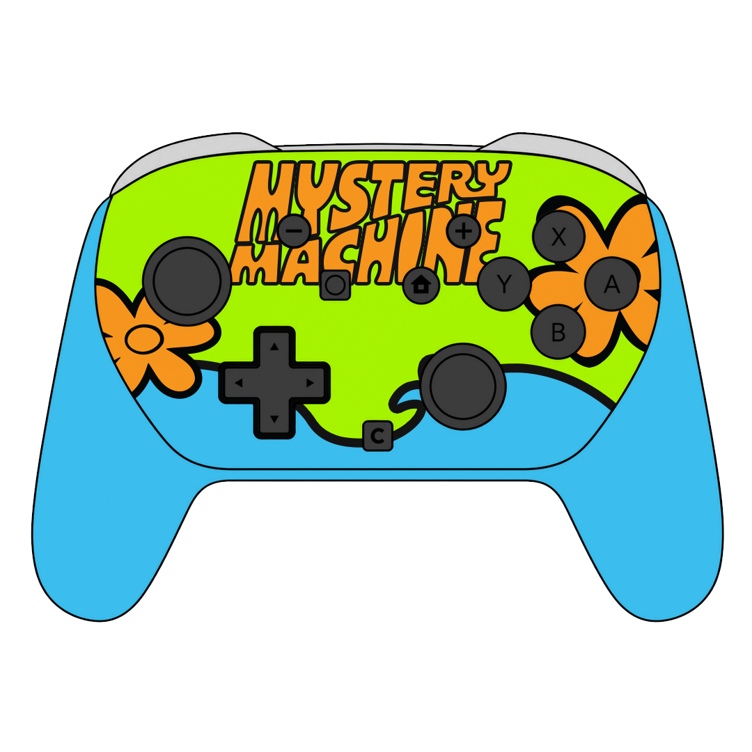 Custom Airbrush Painted Controller Nintendo Switch 2 Two - Scooby Snack The Gang Mystery Machine Van ScoobyDoo Shaggy Fred Velma Daphne