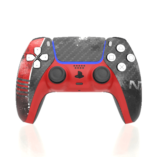 Custom Airbrushed Controller Sony Playstation 5 PS5 - N7 Carbon Mass Effect