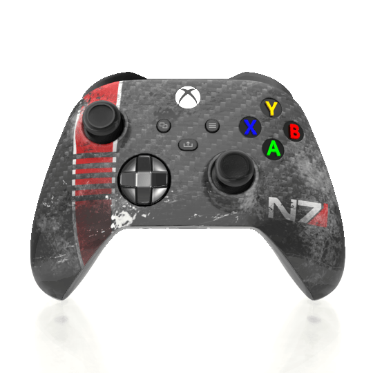 Custom Airbrush Hydrodip Controller Microsoft Xbox Series X - Xbox One S - N7 Carbon Mass Effect