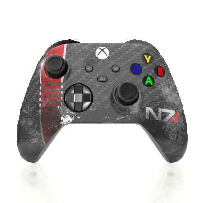 Custom Airbrush Hydrodip Controller Microsoft Xbox Series X - Xbox One S - N7 Carbon Mass Effect