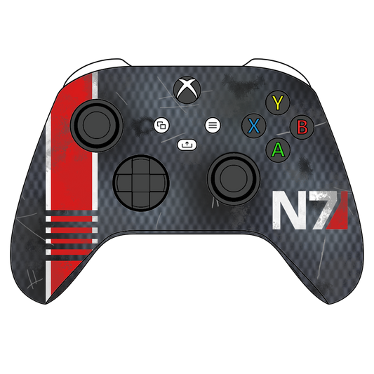 Custom Airbrush Hydrodip Controller Microsoft Xbox Series X - Xbox One S - N7 Carbon Mass Effect