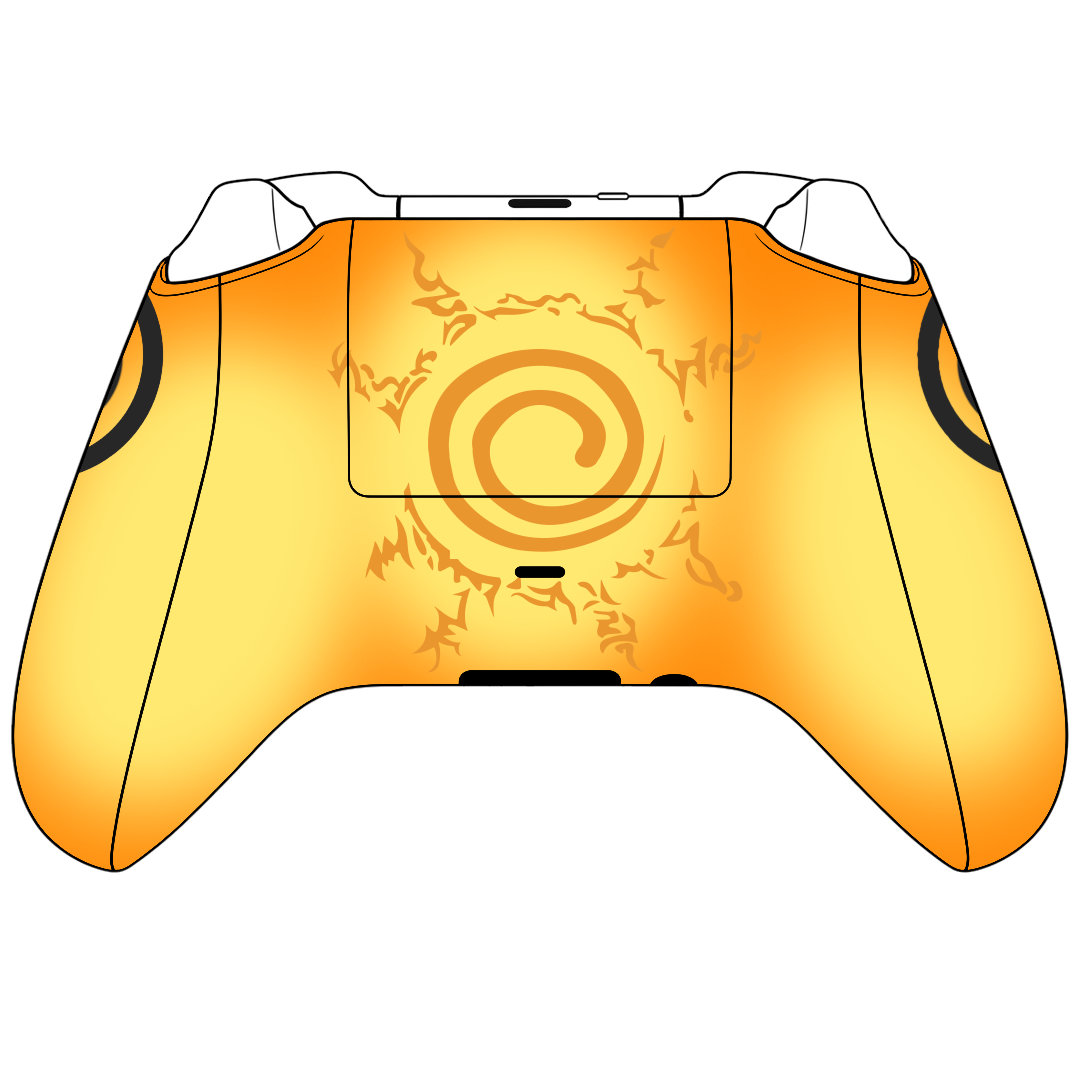 Custom Controller Microsoft Xbox Series X - Xbox One S - Anime Naruto Nine Tails Sage Form Orange and Black 