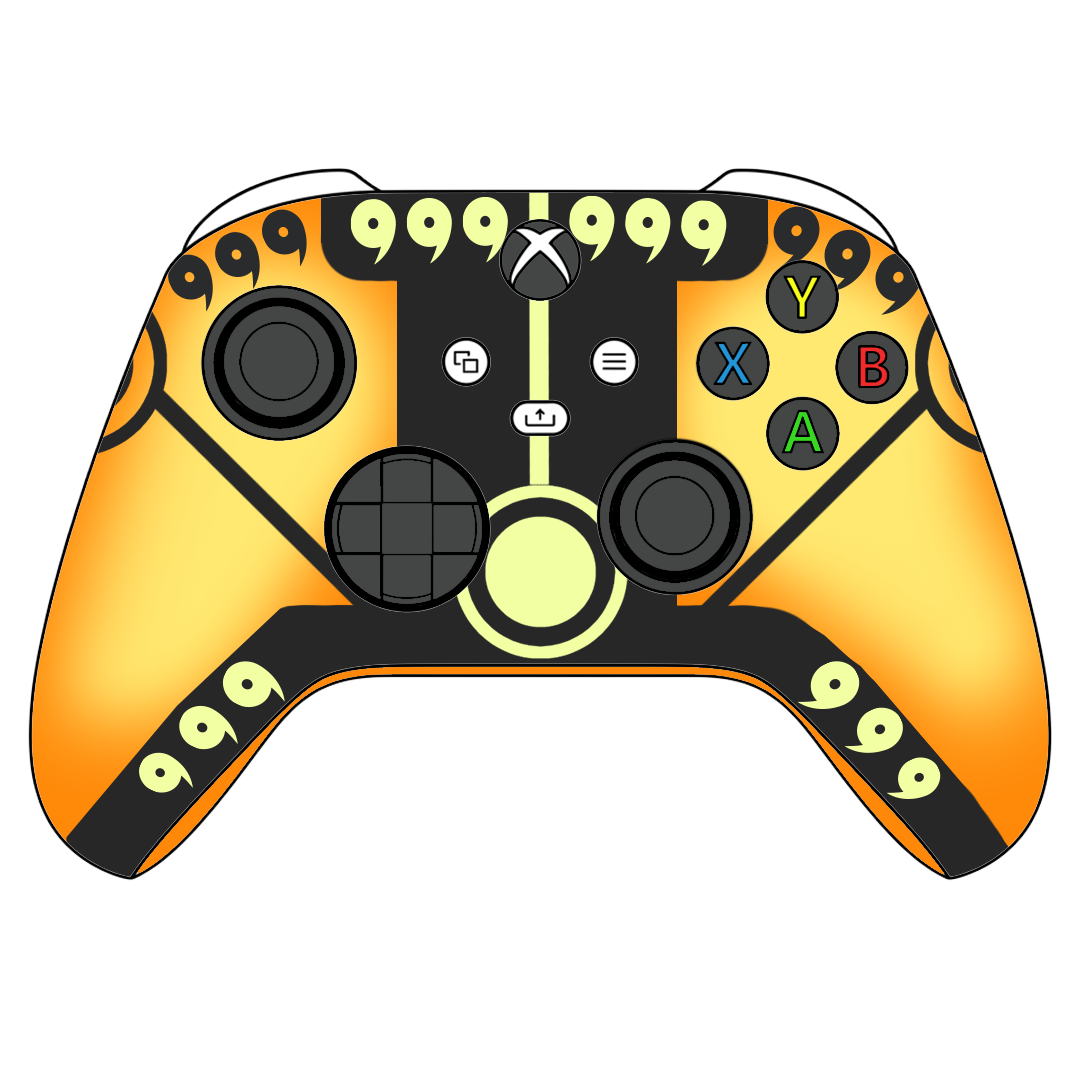Custom Controller Microsoft Xbox Series X - Xbox One S - Anime Naruto Nine Tails Sage Form Orange and Black 