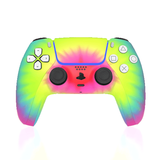 Custom Controller Sony Playstation 5 PS5 - Neon Tie Dye Hippie 70s Psychedelic