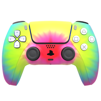 Custom Controller Sony Playstation 5 PS5 - Neon Tie Dye Hippie 70s Psychedelic