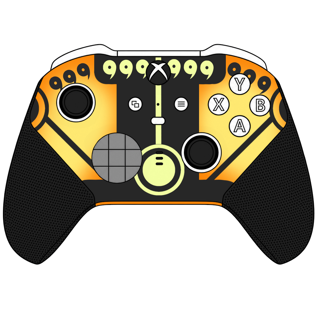 Custom Airbrush Controller Microsoft Xbox Series X - Xbox One S - Elite - Anime Naruto Nine Tails Sage Form Orange and Black 