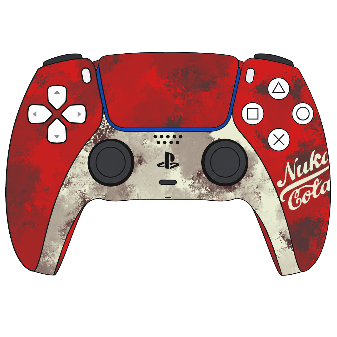 Custom Airbrush Painted Sony PlayStation 5 PS5 - Nuka Cola Fallout Soda Post Apocalypse Red Cream Retro Vintage