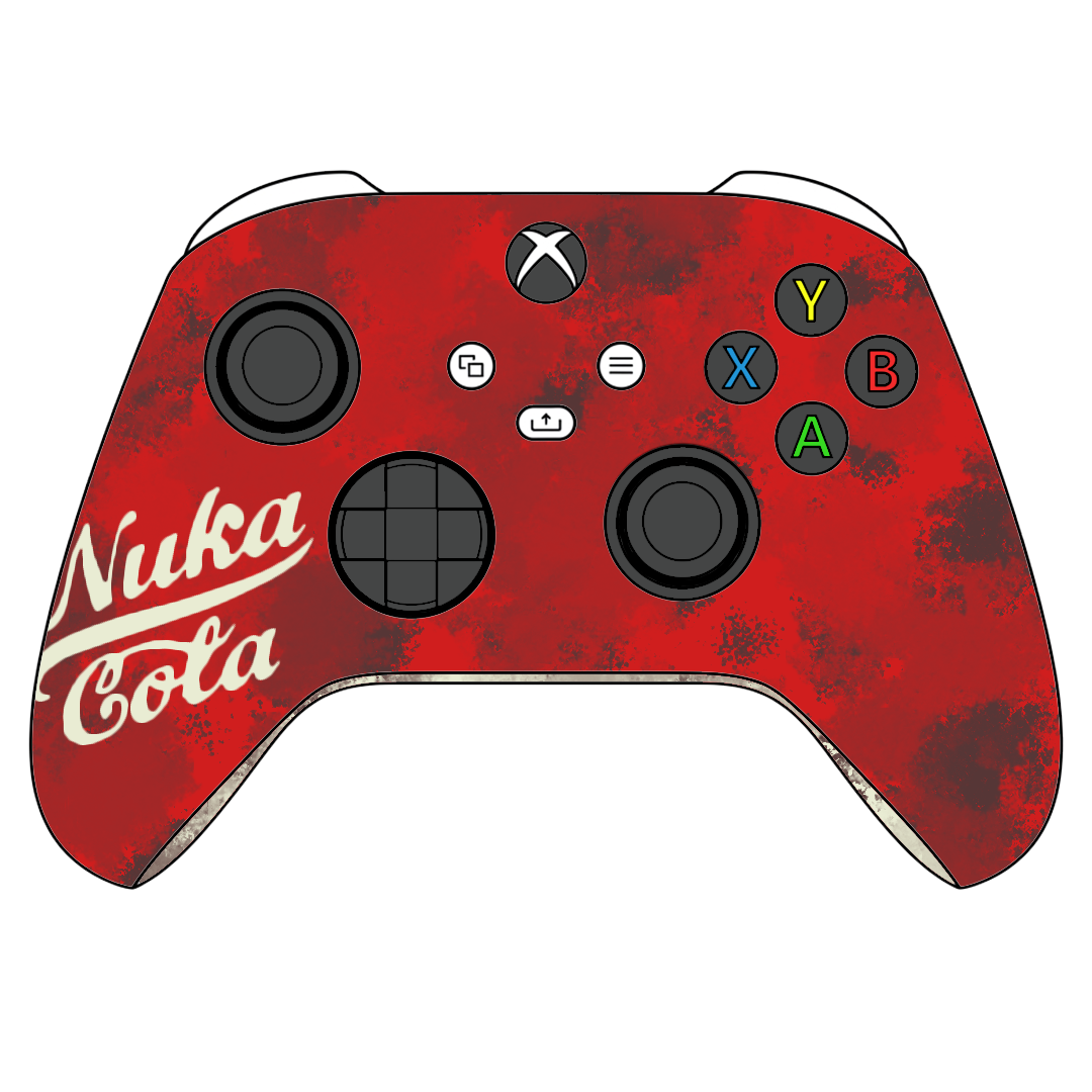 Custom Controller Microsoft Xbox Series X - Xbox One S - Nuka Cola Fallout Soda Post Apocalypse Red Cream Retro Vintage
