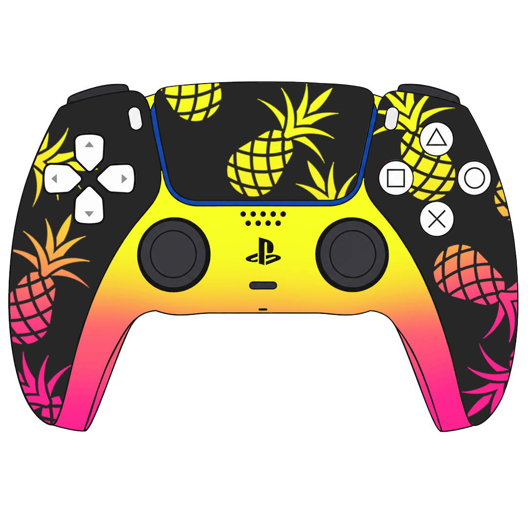 Custom Airbrushed Controller Sony Playstation 5 PS5 - Pineapple Express Summer Time Ombre Fade Fruit