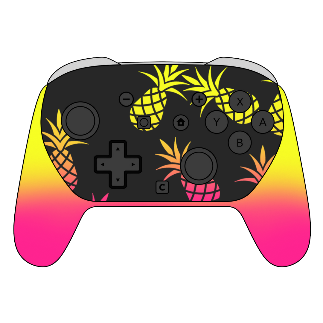Custom Airbrush Painted Controller Nintendo Switch 2 Two - Pineapple Express Summer Time Ombre Fade Fruit
