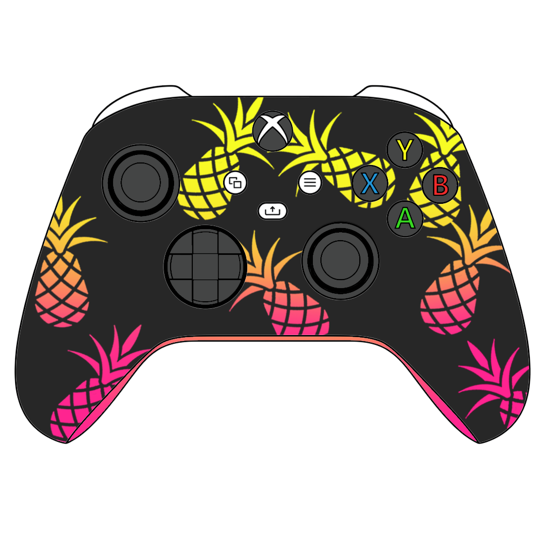 Custom Airbrush Controller Microsoft Xbox Series X - Xbox One S - Pineapple Express Summer Time Ombre Fade Fruit