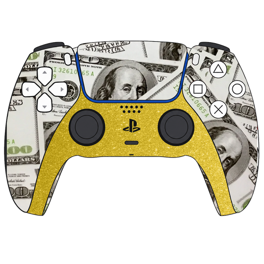 Custom Controller Sony Playstation 5 PS5 - Playa Dollar Bills Benjamin Franklin Cash