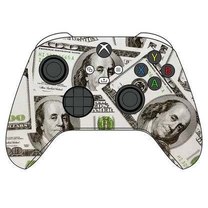Custom Hydrodip Controller Microsoft Xbox Series X - Xbox One S - Playa Dollar Bills Benjamin Franklin Cash
