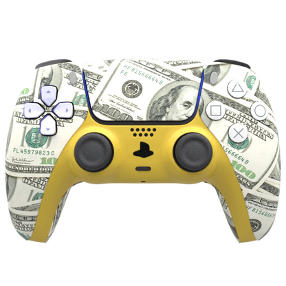 Custom Controller Sony Playstation 5 PS5 - Playa Dollar Bills Benjamin Franklin Cash
