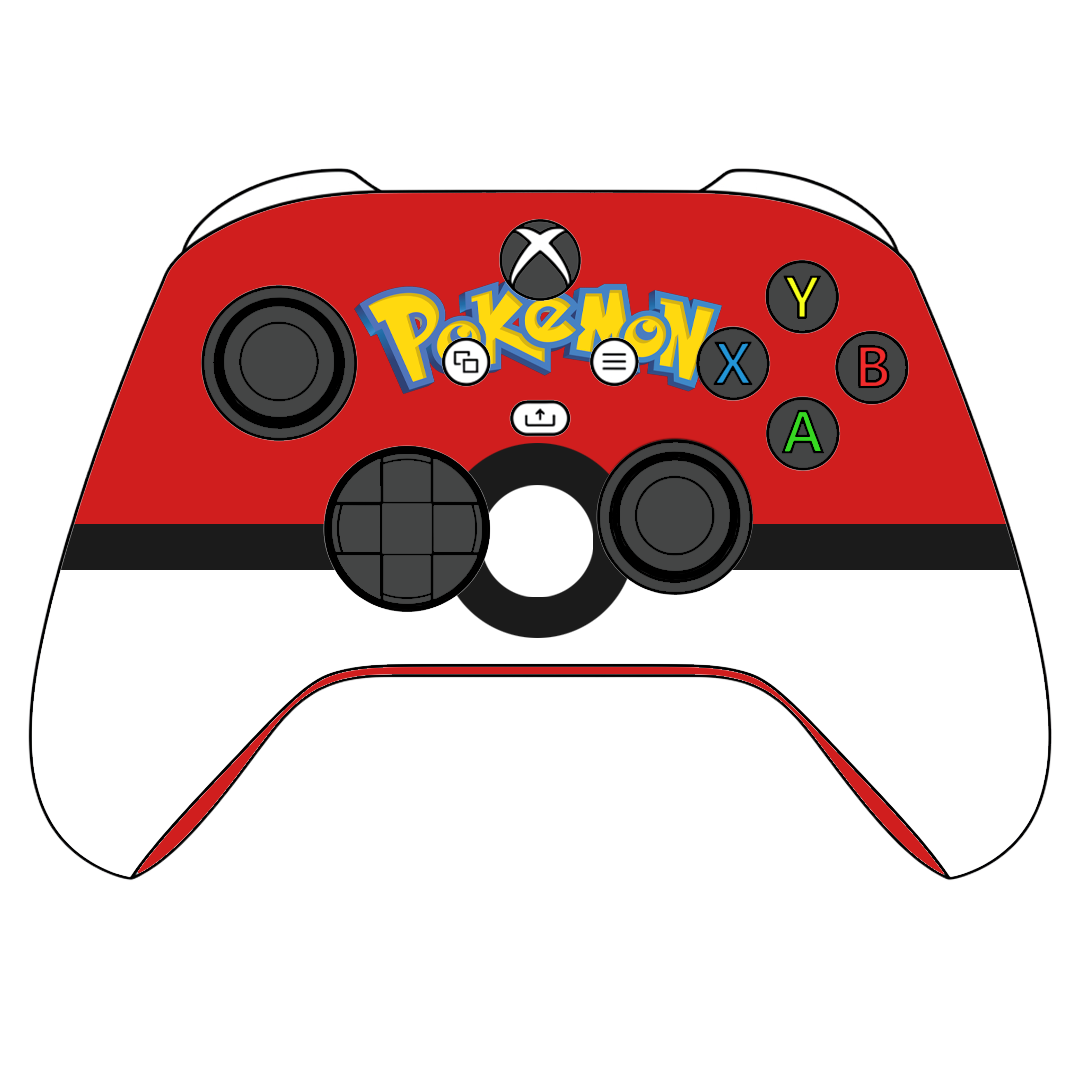 Custom Controller Microsoft Xbox Series X - Xbox One S - Pokemon Pocket Monster Got to Get Em All Red White Anime Video Game