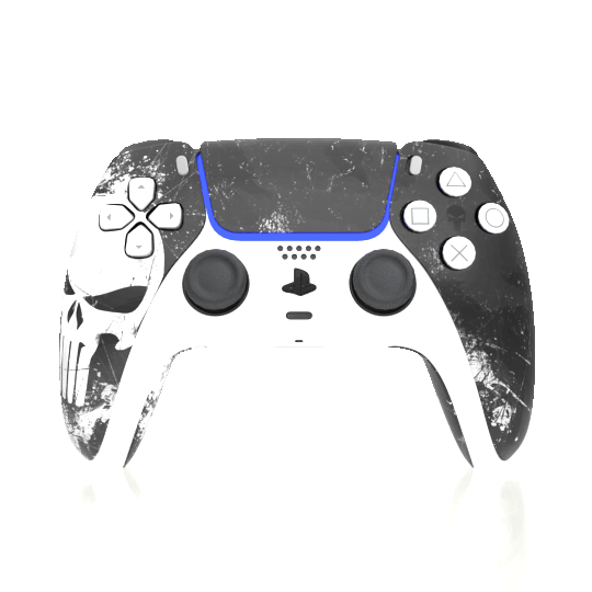 Custom Airbrush Controller Sony PlayStation 5 PS5 - Punisher Superhero Skull Black White 