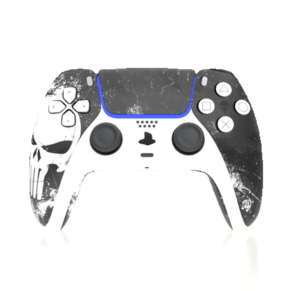 Custom Airbrush Controller Sony PlayStation 5 PS5 - Punisher Superhero Skull Black White 
