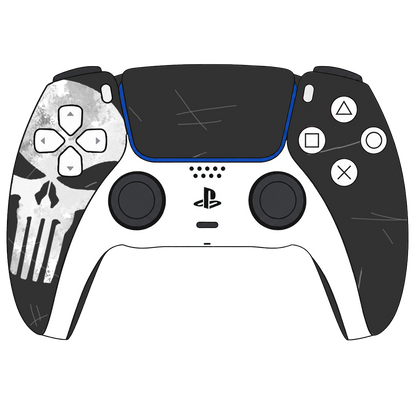 Custom Airbrush Controller Sony PlayStation 5 PS5 - Punisher Superhero Skull Black White 