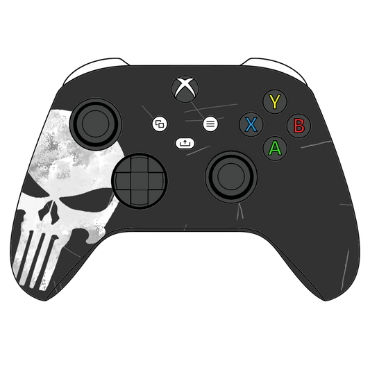 Custom Airbrush Controller Microsoft Xbox Series X - Xbox One S - Punisher Skull White Black Superhero