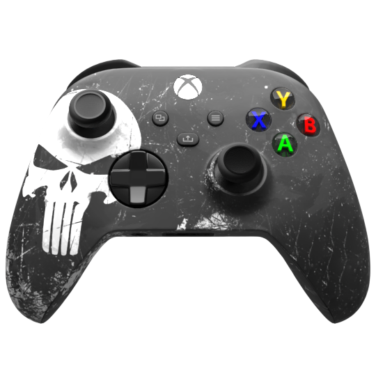Custom Airbrush Controller Microsoft Xbox Series X - Xbox One S - Punisher Skull White Black Superhero