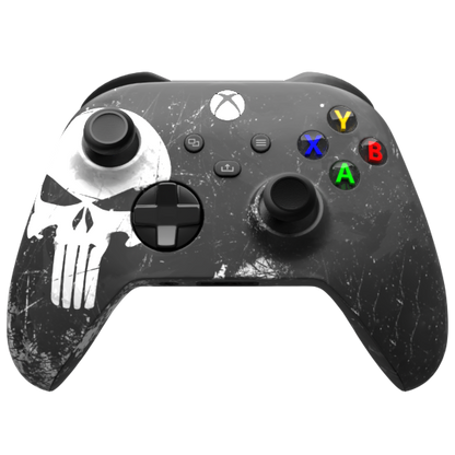 Custom Airbrush Controller Microsoft Xbox Series X - Xbox One S - Punisher Skull White Black Superhero