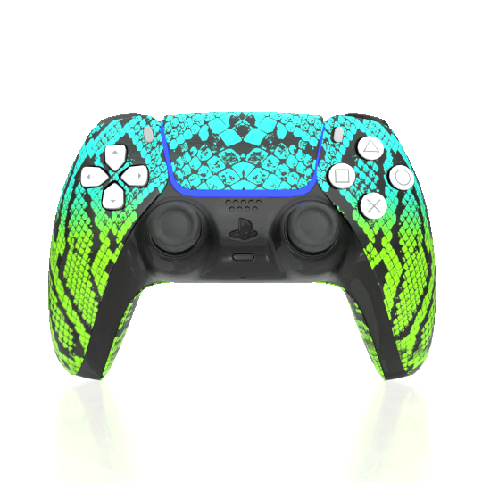 Custom Controller Sony Playstation 5 PS5 - Snakeskin Fade Ombre Teal Green Scales