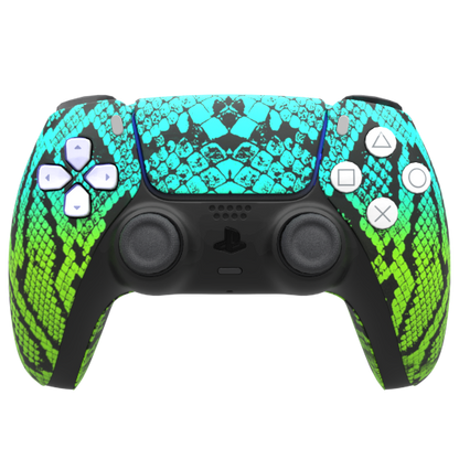 Custom Controller Sony Playstation 5 PS5 - Snakeskin Fade Ombre Teal Green Scales