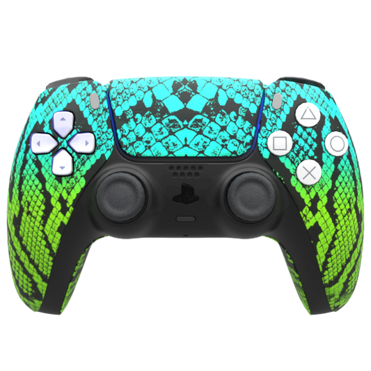 Custom Controller Sony Playstation 5 PS5 - Snakeskin Fade Ombre Teal Green Scales