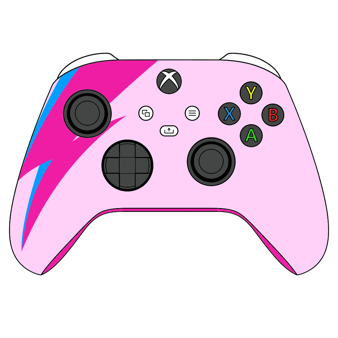 Custom Airbrush Controller Microsoft Xbox Series X - Xbox One S - Stardust David bowie Lightning Bolt