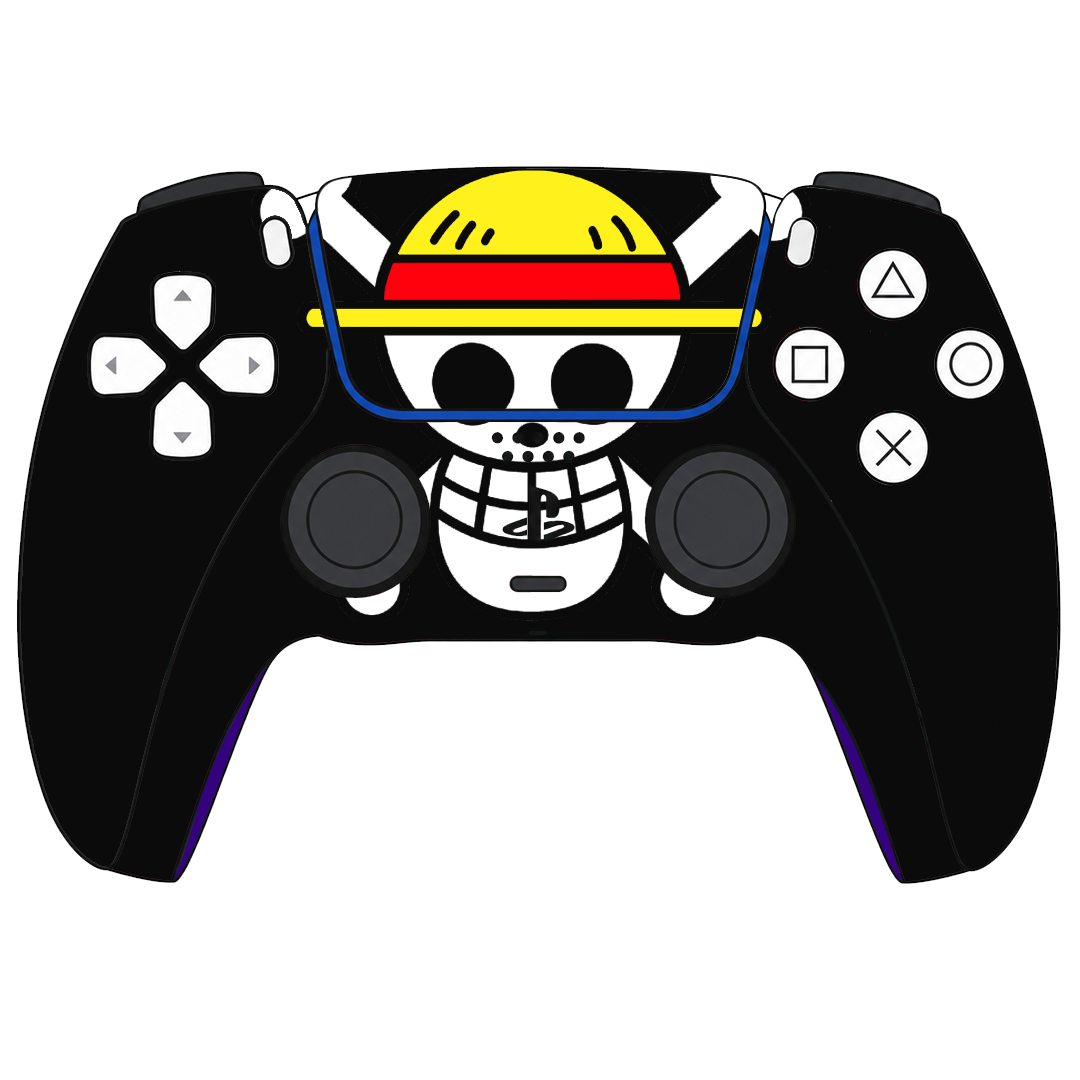 Custom Airbrush Painted Sony PlayStation 5 PS5 - Straw Hat One Piece Luffy Pirate Black